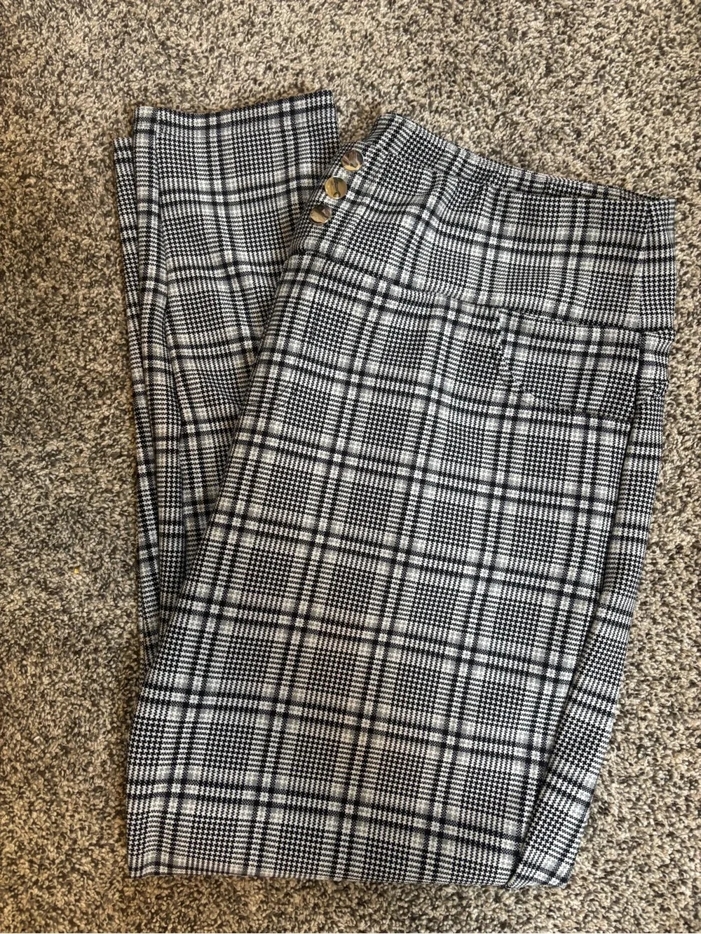 Plaid Stretch Ponte Pants - Black & White